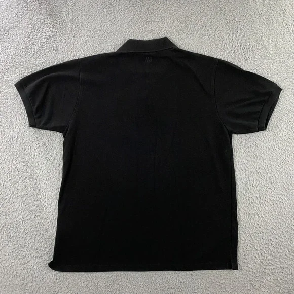 AMI Polo Shirt Mens Medium Short Sleeve Black Mesh Knit Logo - Picture 6 of 10